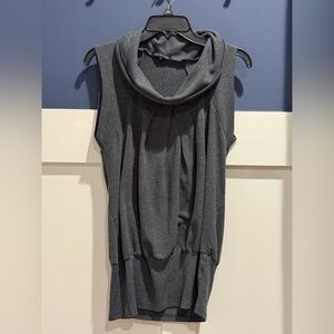 Bluheaven Sleeveless Cowl Neck Sweater Tunic - Charcoal Gray Size L